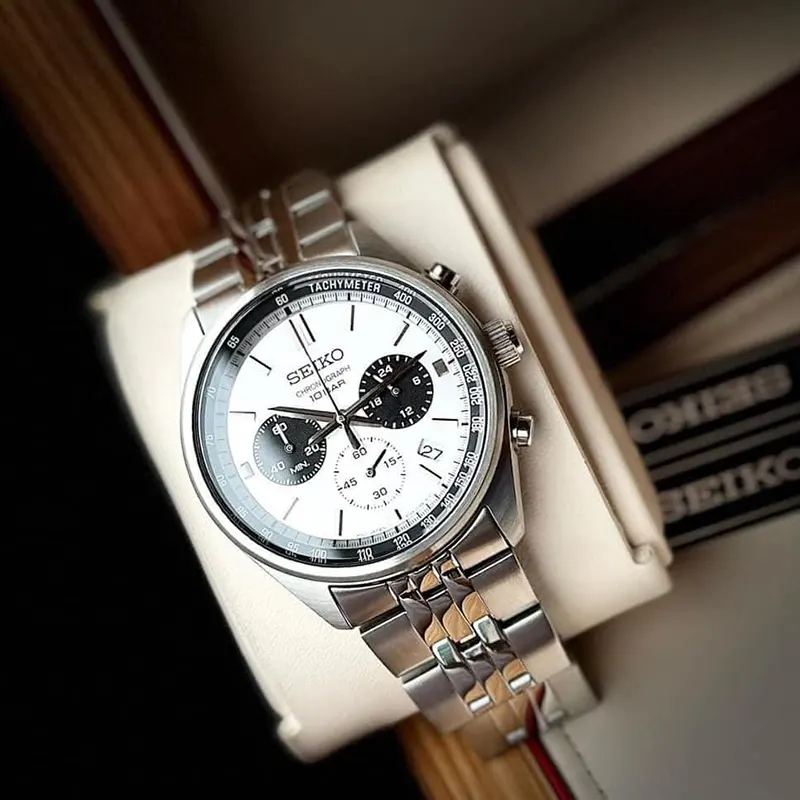 Seiko Chronograph Quartz White Dial Men’s Watch- SSB425P1